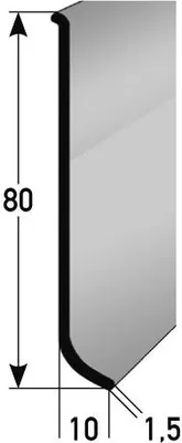 Produktbild von Fußleiste / Sockelleiste aus Aluminium (TYP: L80), Höhe: 80 mm, Farbe: Edelstahloptik, ungebohrt