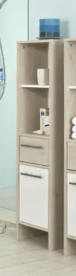 Produktbild von pelipal Midischrank JAN Weiß Glanz Pinie hell Holznachbildung mit 1 Drehtür und 1 Schubkasten