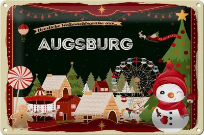 Produktbild von Blechschild Weihnachten Grüße AUGSBURG 30x20cm
