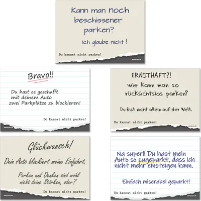 Produktbild von PRICARO Scheisse geparkt Flyer "Fünf Zettel", A6, 50 Stück