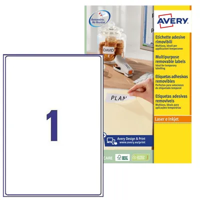 Produktbild von Avery 754889 Etiketten removibles, 25 Pack