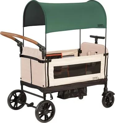 Produktbild von Yvolution Bollerwagen Kinderwagen grün - faltbarer Kinderwagen mit Sonnendach