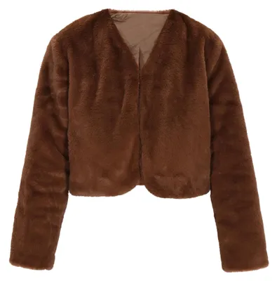 Produktbild von Damen Jacke mit regulärer Passform, Farbe Braun, Größe L, V-Ausschnitt