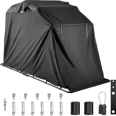 Produktbild von VEVOR Motorradabdeckung Shelter Storage Wasserdicht 22 mm, Hochleistungs Motorrad Shelter 600D Polyester Oxford-Gewebe, Allwetterschutz Motorradabdeckung mit TSA-Code-Schloss und Tragetasche