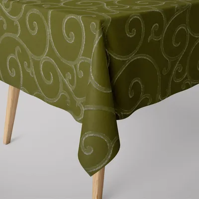 Produktbild von SCHÖNER LEBEN. Tischdecke Ornamente Schnörkel Polyester grün silber Größe 130x240cm