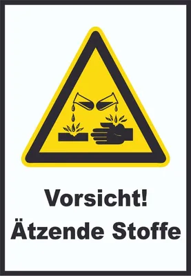 Produktbild von Vorsicht Ätzende Stoffe Schild A5 (148x210mm)