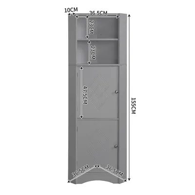 Produktbild von okwish Badschrank,Highboard,  Eckschrank mit 2 Ablagefächern, Badmöbel, offenes Fach mit verstellbarem Einlegeboden, hellgrau