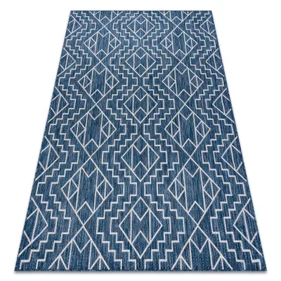 Zdjęcie produktu dla Dywan SZNURKOWY SIZAL SION Geometryczny, Romby 21778 płaskie tkanie granat / ecru niebieski 140x190 cm