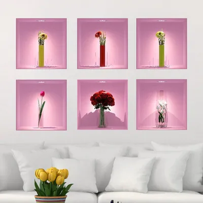 Immagine prodotto di Confezione da 6 adesivi floreali 3D, 60 x 90 cm