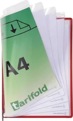 Produktbild von Sichttafel Foldfive A4 mit 5 Sichttaschen VE=5 Stück rot