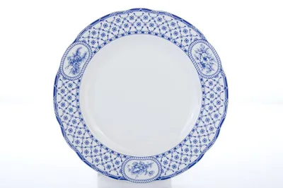 Zdjęcie produktu dla Talerz płytki Thun 1794, czeska porcelana, róża, 25 cm, niebieska wstążka, Thun