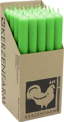Produktbild von Stabkerzen aus Paraffin, 250/22 mm, Grün, KERZENFARM HAHN, Brenndauer ca. 12h, 25 Stück pro Verpackung