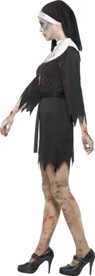 Immagine prodotto di Costume da suora zombie insanguinata per Halloween nero-bianco-rosso - S