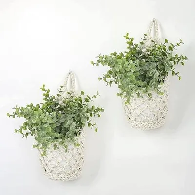 Zdjęcie produktu dla Makrama wiszące kosze do roślin boho bawełniane zestaw 3 szt