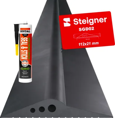 Produktbild von STEIGNER Garagentor Bodenabdichtung 2,625m aus EPDM 20mm x 112mm,SGD02 - Garagentor-Schwellendichtungsset mit 1x Montagekleber, Türdichtung für alle Torarten - Zugluftstopper, Kälteschutz