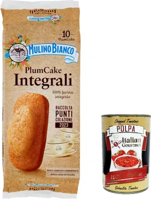 Produktbild von 12x Mulino Bianco Plumcake integrali Vollkorn Pflaumenkuchen-Snack mit 100% Vollkornmehl 10 Stück 330 g + italian gourmet polpa 400g