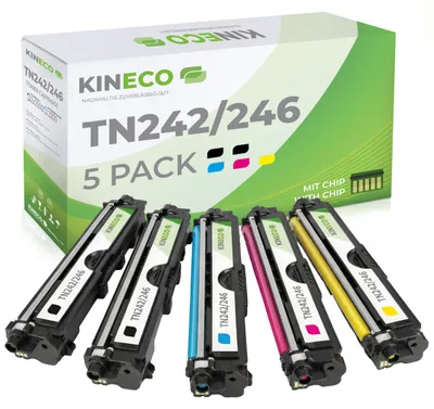 Productafbeelding van Kineco 5 tonercartridge, compatibel met Brother TN-242 TN-246, geschikt voor Brother DCP-9017CDWG1, 9017CDWG1, 9022CDW, HL-3142CW, 3152CDW, 3172CDW, MFC-9142CDN, 9342CDW, 9332CDW - Zwart, opbrengst: 2.500 pagina's, Kleur, opbrengst: 2.200 pagina's