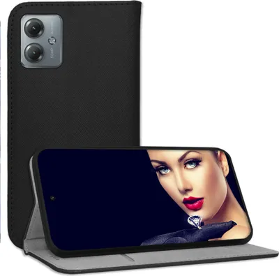 Produktbild von Bookstyle Schutzhülle Klapphülle Schutztasche Etui Cover für Motorola Moto G14 (PAYF0010IN, 6.5'') - Schwarz