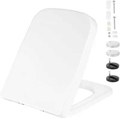 Produktbild von Toiletdeksel quadratisch, Soft Close, Snelontgrendelung, Einfach zu reinigen, Weiß