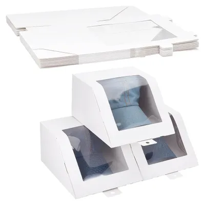 12er-Set Hutboxen mit Fenster, weiß, 22x19,6x12 cm, Papier
