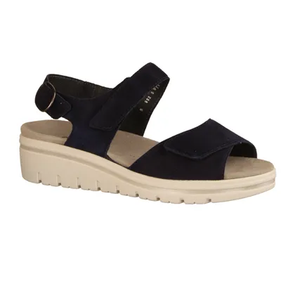 Produktbild von Semler Doris D6015-080 bequeme Damensandale, Blau, Leder, NEU - Damenschuhe Sandale bequem / lose Einlage, Blau, leder (samt-chevro)