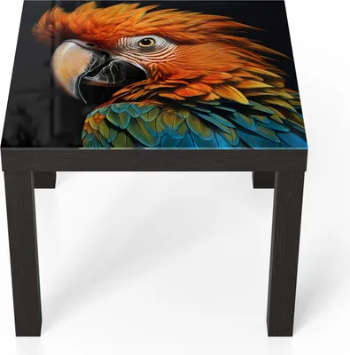 Produktbild von DEQORI Couchtisch 55x55 cm Schwarz 'Prachtvogel Portrait' Glas Beistelltisch Glastisch modern