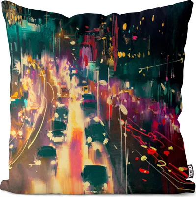 Produktbild von VOID Strasse Nacht Lichter Kissenbezug Kissenhülle Sofakissen Kissen Deko Outdoor-Kissen Dekokissen