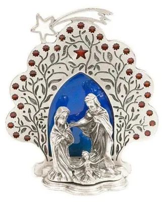 Weihnachtskrippe Heilige Familie mit Stern, 8x3x9 cm, Metall