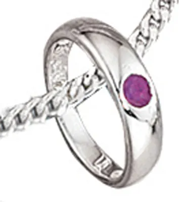 Produktbild von JOBO Kinder Taufring 925 Sterling Silber rhodiniert 1 Rubin rot