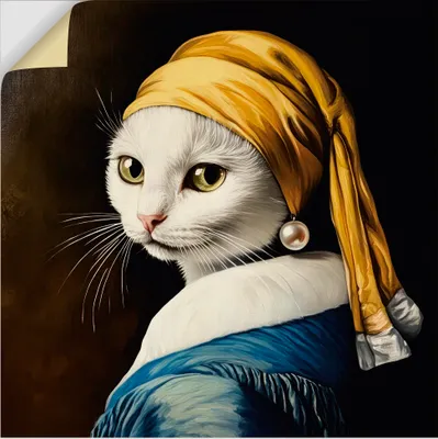 Produktbild von ARTland Wandbild, selbstklebend Die Katze mit dem Perlenohrring Größe: 40x40 cm