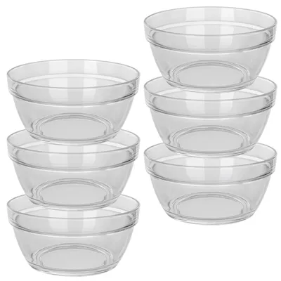 Produktbild von Glasschüssel-Set - Salatschüsseln - 6-teilig - Transparentes Glas - 17 cm - Für Salat, Desserts und Snacks