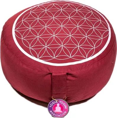 Produktbild von Meditationskissen Blume des Lebens rot/silber -- 33x17 cm