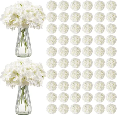 Immagine prodotto di VEVOR fiori artificiali, 205 pezzi di ortensie artificiali bianche in seta, adatte per bouquet da sposa fatti in casa, decorazione della tavola delle feste