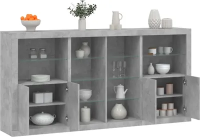 Obrázek produktu pro vidaXL Příborník s LED světly betonově šedý 202x37x100 cm