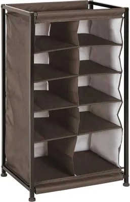 Produktbild von Schuhregal 10 Fächer Stoffregal Metallrahmen Schuhschrank espresso 76 cm mdesign