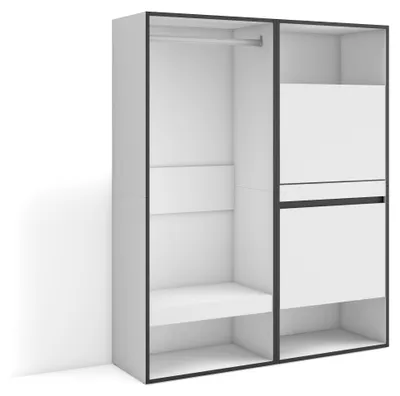 Offener Kleiderschrank 120x145x35 cm, Weiß, Melamin