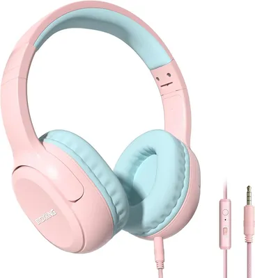 Produktbild von Over-Ear-Kopfhörer Kinderkopfhörer mit Kabel und Mikrofon, Over-Ear Kopfhörer mit Lautstärkebegrenzung, Faltbar, 3,5mm Klinke, für Mädchen & Jungen