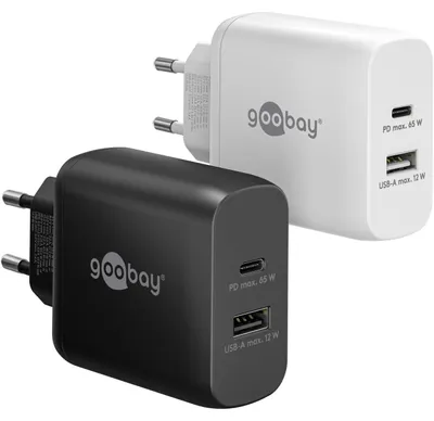 Produktbild von 65 W USB-C PD GaN Dual-Schnellladegerät schwarz