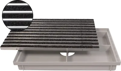 Produktbild von ACO Eingangsmatte Vario + Bodenwanne 75mm Kunststoff, Rips Anthrazit, 60x40cm