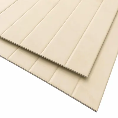 Produktbild von HOOZ® 3D Wandpaneele Selbstklebend in Samtoptik – Gepolsterte Wandverkleidung zum Kleben – Für Wohn- & Schlafräume – 69x277cm Breit gerippt Beige