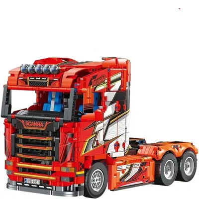 Image de Kit de montage pour camion lourd avec remorque - Modèle de collection pour adultes - Véhicule de transport - Paysage urbain - 1708 pièces - ABS - Décoration