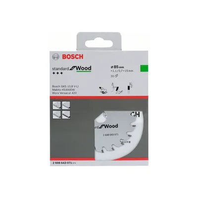 Image de Lame de scie circulaire Ø 85 x 15mm - 20 dents - ATB pour scie circulaire portative Optiline Wood - BOSCH - 2608643071
