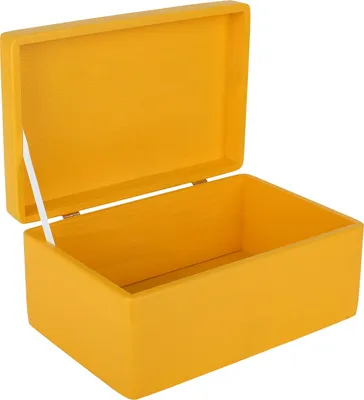 Image de Creative Deco Boite de Rangement en Bois Jaune 30 x 20 x 14 cm (+/- 1 cm)