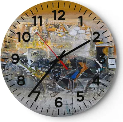 Produktbild von Wanduhr - Rund - Glasuhr - Abstraktion modern - 30x30cm - Schleichendes Uhrwerk - Lautlos - zum Aufhängen bereit - Dekoration Modern - Wanddekoration aus Glas - C4AR30x30-4001