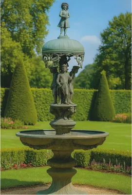 Immagine prodotto di Casa Padrino Fontana barocca in bronzo verde antico H. 290 cm - Decorazione da giardino barocca