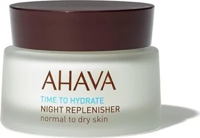 Produktbild von AHAVA Night Replenisher Normal To Dry Skin, Nachtcreme, Frauen, trockene Haut, normale Haut, Gesicht, Hals/Nacken, Feuchtigkeitsspendend, Nachfüllen, Weichmachend, 50 ml
