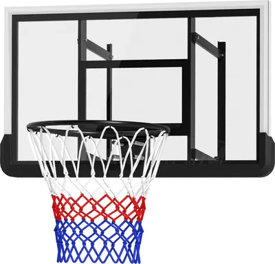 Produktbild von Basketballkorb mit Rückwand für Outdoor & Indoor, Basketballbrett mit Ø45 cm Stahlkorb und Netz, Wandmontage, Basketball Board für Erwachsene, Schwarz