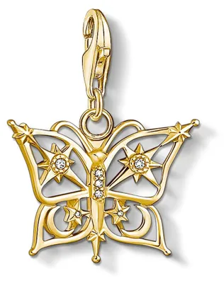 Produktbild von Thomas Sabo 1853-414-14 Charm-Anhänger Schmetterling Stern Mond Silber Vergoldet