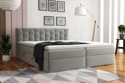 Produktbild von Boxspringbett Schlafzimmerbett DIAGO 200x200cm Stoff Fresh Ecru
