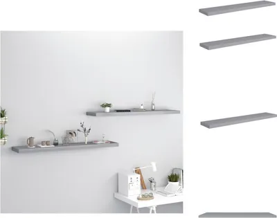 Produktbild von vidaXL Schwebende Wandregale 2 Stk. Grau 120x23,5x3,8 cm MDF - Wandregale